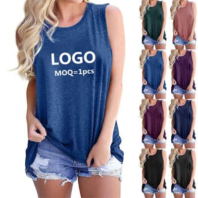 China Casual Sleeveless T-Shirt Logo Girls Camisole Ladies Singlets Custom Regata De Malha Summer Viable Neck Vest O Neck Tank Tops Beach Top Women for sale