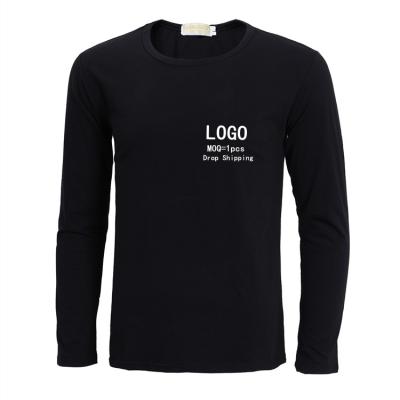 China Round 230g 65% Cotton O Neck Round 230g 65% Anti-Pilling OEM Herren Men's Loose T-Shirt No Moq Logo Long Sleeve Custom T-Shirts for sale