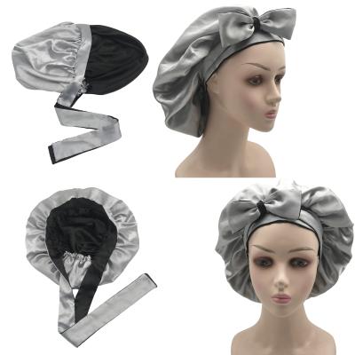 China Long natural double layer satin tie hood cowl with tie headband hoods with custom logo for sale