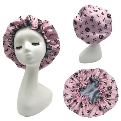 China African Hair Bonnet Double Layer Cap Printing Logo Label Acceptable Private for sale