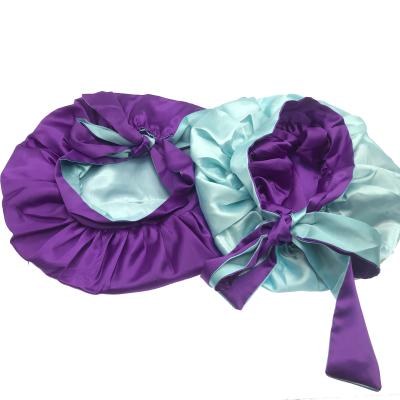 China Custom Wholesale Satin Silk Long Hood Tie Braid Vendor Logo Cowl Character Head Wrap Hair Band for sale