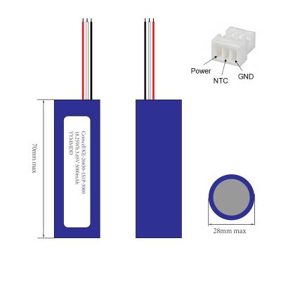 China Other Cylindrical Lithium Ion Rechargeable 26650-1S1P-5000 3.65V 5000mAh Battery Pack With PCM for sale