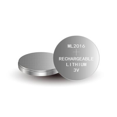 China Rechargeable Toys ML2016 3V 30mAh Lithium Aluminum Alloy Button Cell for sale