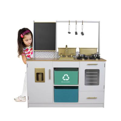 China Kitchen Toy With Matching Accessories Role Play Toy Set Large Deluxe Wooden Kitchen Role Play Toy Best Furniture Interactive Wooden Toy for sale