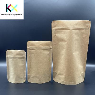 China Brauner, biologisch abbaubarer Kraft-Stand-up-Tasche mit Ziplock 140um Dicke zu verkaufen