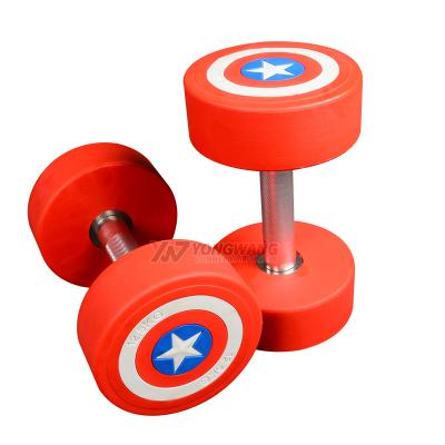 China Dumbbell Fitness Equipment PU Rubber Covered Dumbbell For Bodybuilding Fitness for sale