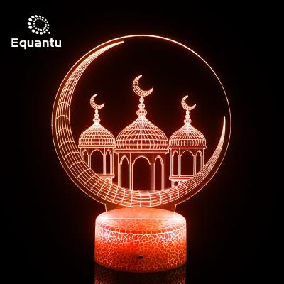 China New Design Eid Touch Gift LED Islamic Holy Islamic Digital Illusion Islamic Glass Arabic Lamp Islamic Style Lamp for sale