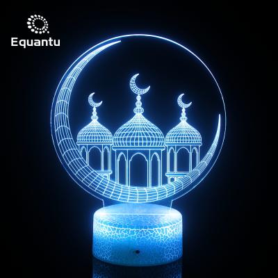 China Modern Style LED Illusion Lamp Islamic Islamic Acrylic Night Light LED Equantu USB LED Night Flashing Acrylic Lamp for sale