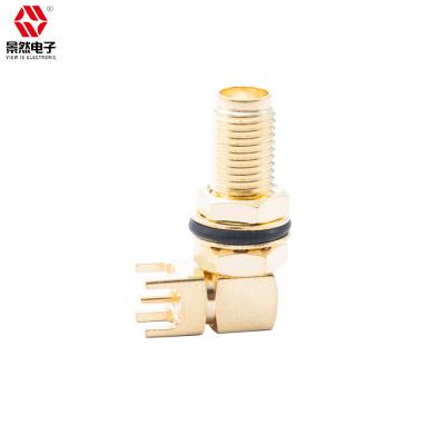 China Pcb sma pcb female right angle mount with o-ring waterproof gold plated socket jcak sma rf connector LENGTH=23MM for sale