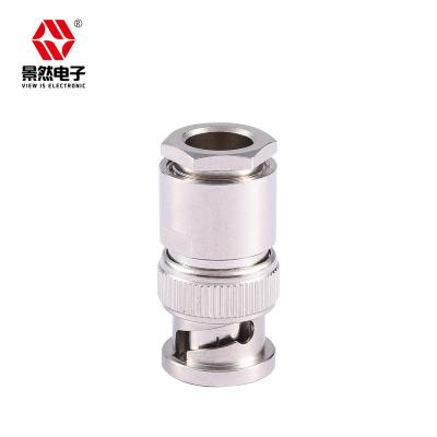 China 50Î © high performance BNC rf plug straight cable clamp LMR300 5D-FB nickel plating male screw bnc connector for sale