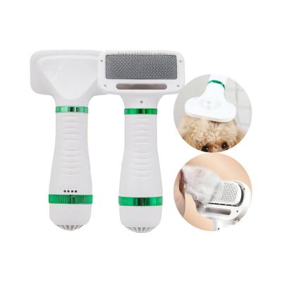 China Portable and Quiet Durable 2 in 1 Pet Grooming Hair Dryer Fan with Replaceable Mold Slicker Pet Hair Grooming Brush for sale