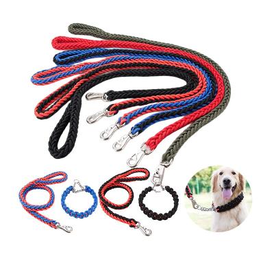 China Double Handle Reflective Training Dog Traffic Durable Heavy Duty Strong Reflective Leash Rope With Padded Leashes For Large Dogs for sale