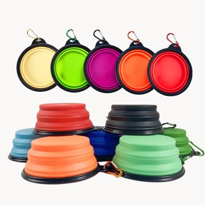 China Non-automatic Collapsible Travel Outdoor Food Water Riser Feeder For Cat Dog Food Grade Silicone Collapsible Portable Pet Bowls for sale