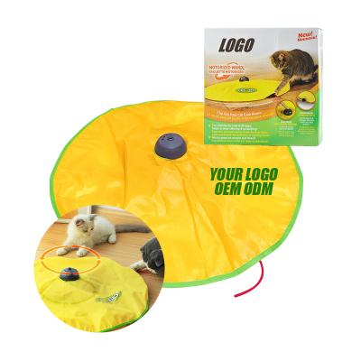 China Custom Stocked Logo Hot Selling Pet Toy Moving To Turn Turntable Interactive Cat Toy Smart Hunting for sale