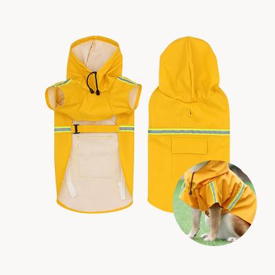 China Sustainable Water Proof Pet Clothes Windproof Rain Jacket Dog Raincoat PU Adjustable Hooded Pet Slicker Pet Rain Coat for sale