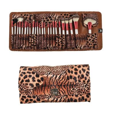 China Angular Blush Melason Best Selling Custom 24pcs Leopard Makeup Brush Set OEM Private Label Logo With Bag for sale