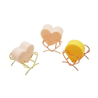 China Melason Stainless Steel New Design Private Label Heart Shape Stainless Steel Cosmetic Makeup Sponge Puff Holder Blender Drying Rack for sale