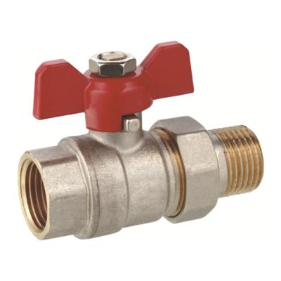 China General Butterfly Handle Nickel Plated Brass Ball Valve With Union for sale