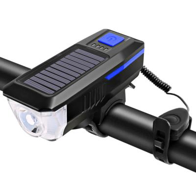 China ABS+Silicone Solar Powered Bicycle Light USB Rechargeable Bicycle Headlight for sale