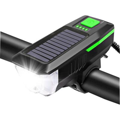 China ABS+Silicone Bicycle Light Solar LED Bicycle Light USB Charging 500 Lumens 2000MAH 120dB Front Light Bicycle for sale