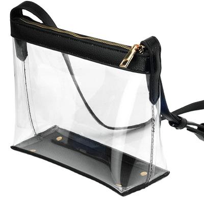 China Multifunctional Clear Zipper Cross Body Bag With Vegan Leather Trim Stage Approved For Women And Wen for sale