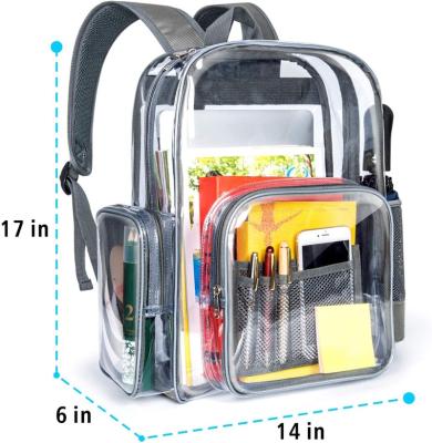 China Large Waterproof Clear Rucksack Heavy Duty Backpack With Reinforced Transparent Straps Travel Backpack for sale