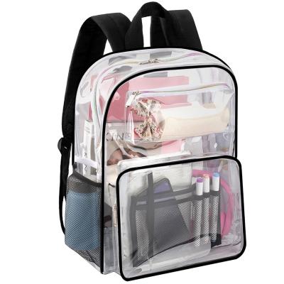 China Heavy Duty Waterproof Clear Backpack PVC Clear Bag Durable See Through Bags With Adjustable Shoulder Strap for sale