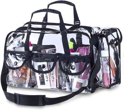 China Low moq 25L pvc travel 6 multifunctional stain super clear large pouches shoulder makeup bag cosmetic for sale