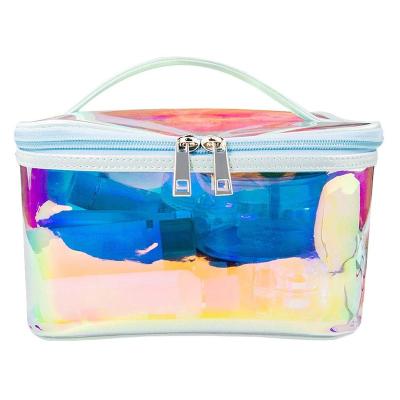 China Portable Large Capacity Holographic Transparent TPU Bag Travel Cosmetic Case For Shop Travel for sale