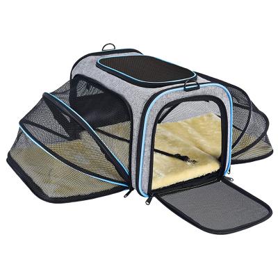 China Zipper Closure Pet Carrier Airline Approved Expandable Foldable Soft-sided Dog Carrier Pet Travel Bag Safe for sale