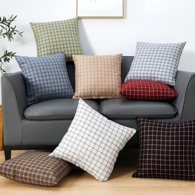 China Hot-selling Plaid Cushion Cover Cushion Cover Nordic Simple Plain Linen Ins. for sale