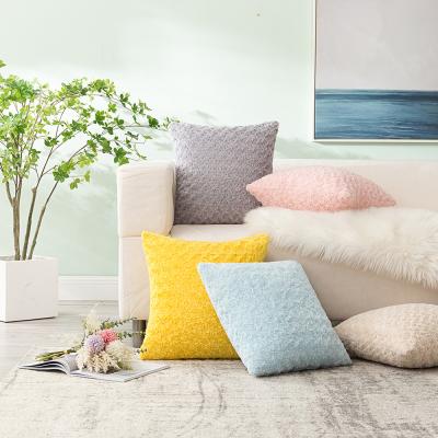 China 2018 Soft Plain Color Hot Sale Home Decorative Square Fleece Velvet Cushion Cover for sale