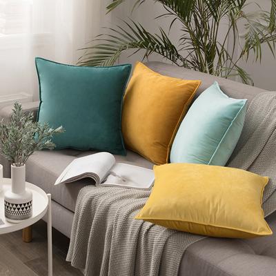 China Soft Outstanding Pure Color Velvet Cushion Cover Cushions Covers With Zipper Velvet Pillow Cover for sale