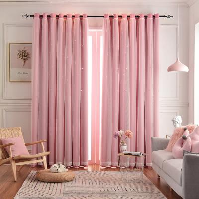 China Best Selling Luxury Blackout Hollow Star Net Red Wind Ins Blackout Curtain Fabric For Living Room for sale