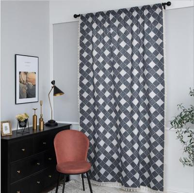 China Blackout Top Selling American Style Printed Curtains With Tassel And Geometric Printing Design for sale