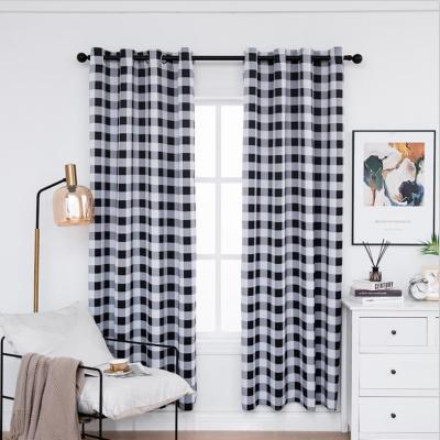 China New Blackout Trend Style Blackout Curtains With Sheer Linen Fabric Geometric Printing Design for sale