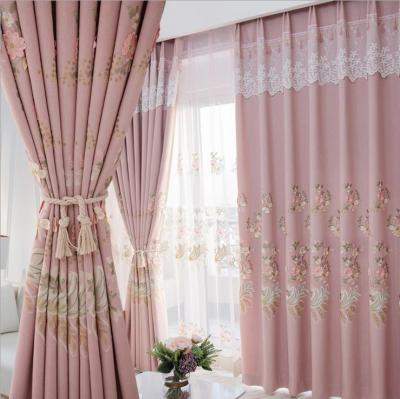 China 2021 new high quality blackout style bedroom embroidery window fabric curtain floral blackout curtain for sale