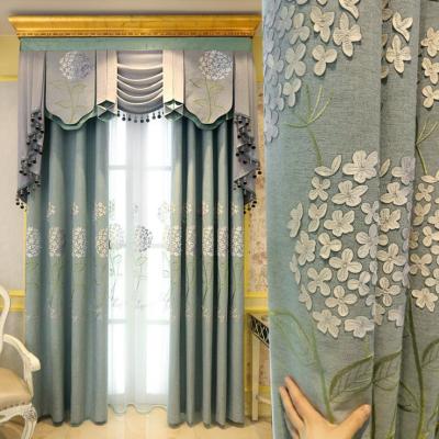 China High Quality Blackout Design Embroidered Sheer Ready Made Voile Curtain And Drape for sale