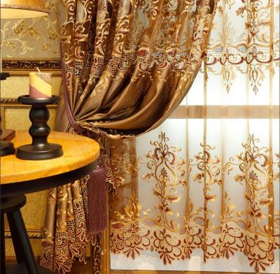 China Blackout Style Window Macrame Embroidery Organza High Quality Disposable Luxury European Curtain for sale