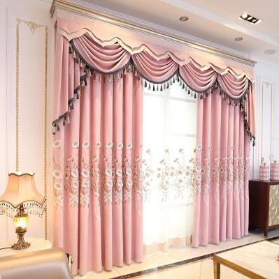 China Wholesale High Quality Custom Made Blackout Fabric Curtain For Living Room Window Embroidery Curtain Blue Lace for sale