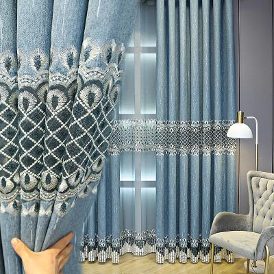 China Outstanding Luxury Ready Made European Embroidery Window Blackout Chenille Blackout Curtain Blackout Curtain for sale