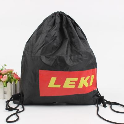 China Waterproof Wholesale Customized Gift Folding Polyester Double String Handbag Shoe Dust Drawstring Backpack Promotional Printed Gym Bag for sale