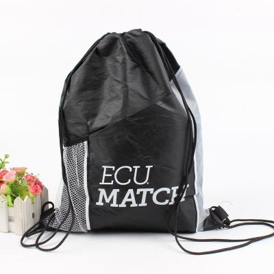 China Men Folding Double Drawstring Backpack Gym Bag Polyester Shoe Dust Waterproof Mesh Backpack Customized Promotional Printed String for sale