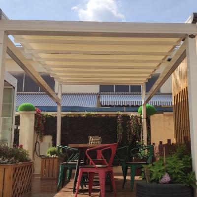 China LED light strips/retractable roof pergola LED light strip/black frame pergola PVC shade retractable pergola retractable roof pergola for home restaurant use for sale