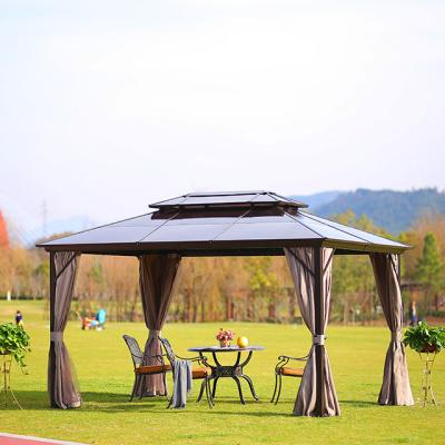 China Morden Garden Furniture Metal Modern High Quality Aluminum Hardtop Galvanized Roof Gazebo for sale