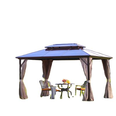 China Modern Outdoor High Quality Modern Double Section Gazebo Furniture Modern Polycarbonate Roof Pergola For Garden for sale