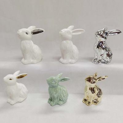 China Lovely eco-friendly ceramic bunnies for Easter decoration for sale