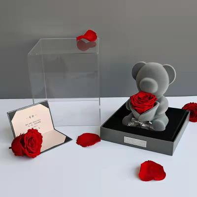 China Green Valentine's Day Gifts Hot Sale Environmental Protection Durable Eternal Roses Flower Preserved Roses For Flower Wedding Decoration for sale