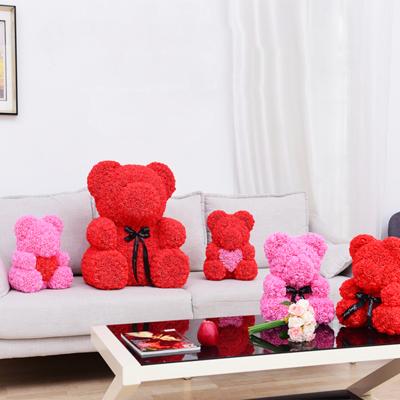 China Fashional DIY 25cm PE Flower Bear Rose Valentine's Day Teddy Rose Bear With Box Artificial for Girlfriend Women Wife Mother's Day Gifts for sale