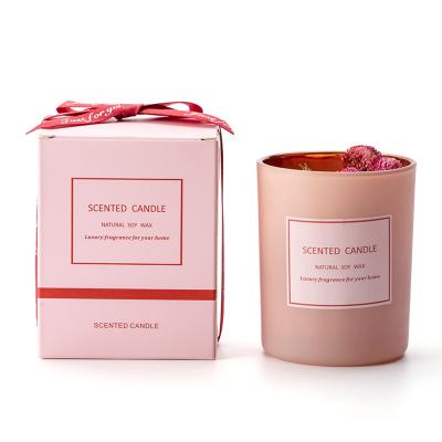 China Wedding Party Romantic Natural Decorative Private Label Decorations Luxury Multi Scents Sented Flower Glass Soy Wax Scented Candles for sale